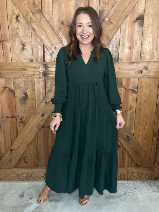 Fall Dreams Dress - Hunter Green