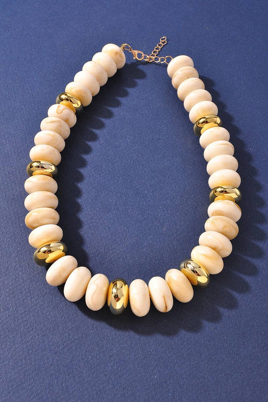 Mixed Bead Necklace - Gold/Ivory