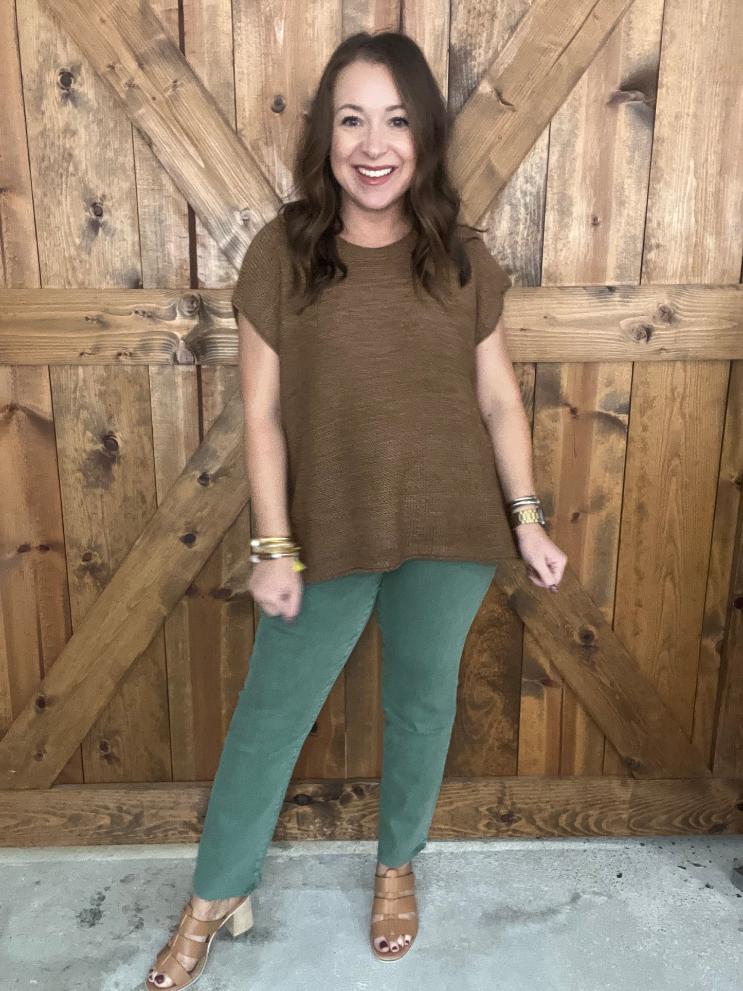 Colored Straight Crop - Olive