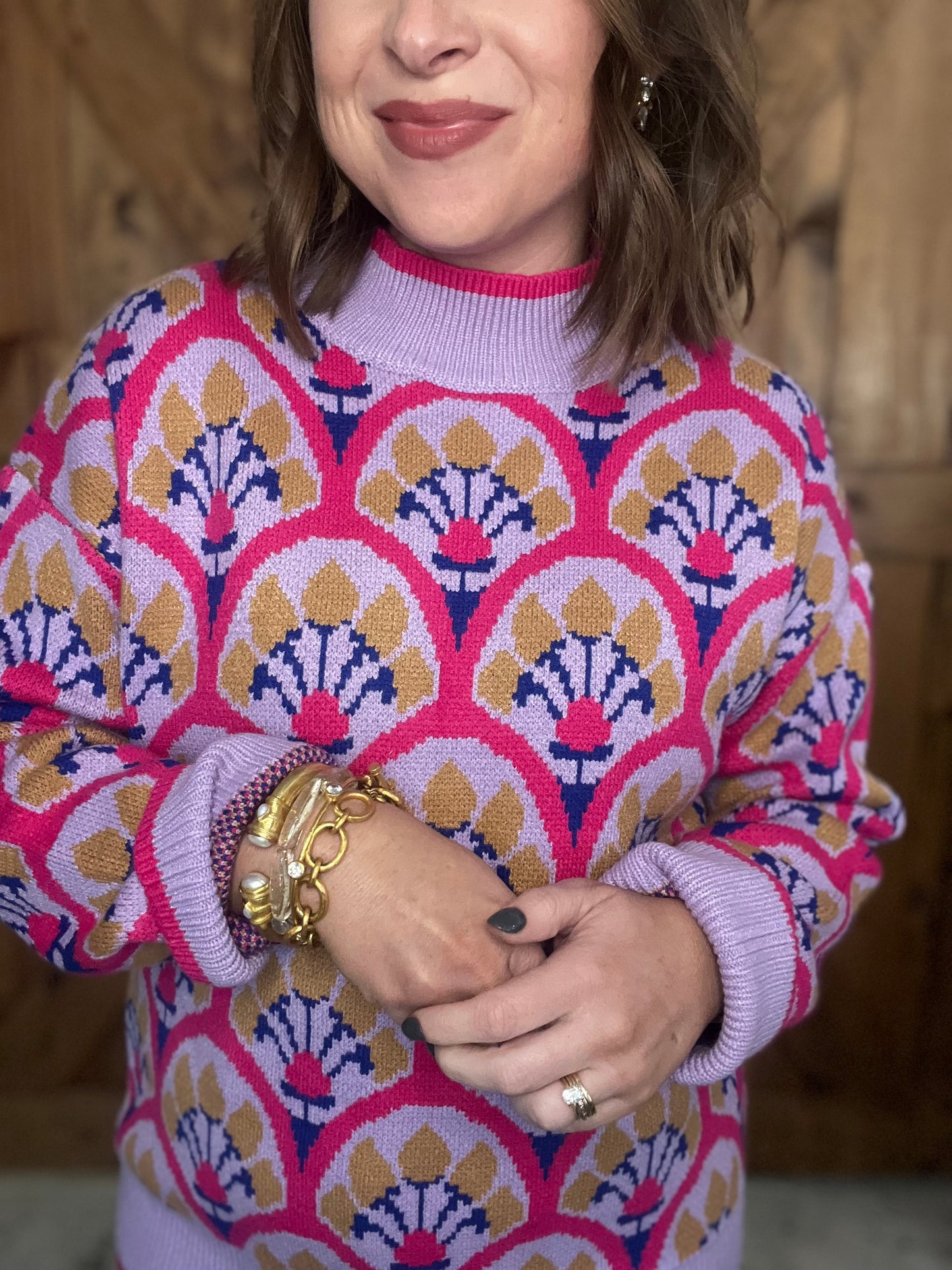 Petal Grove Sweater - Fuchsia