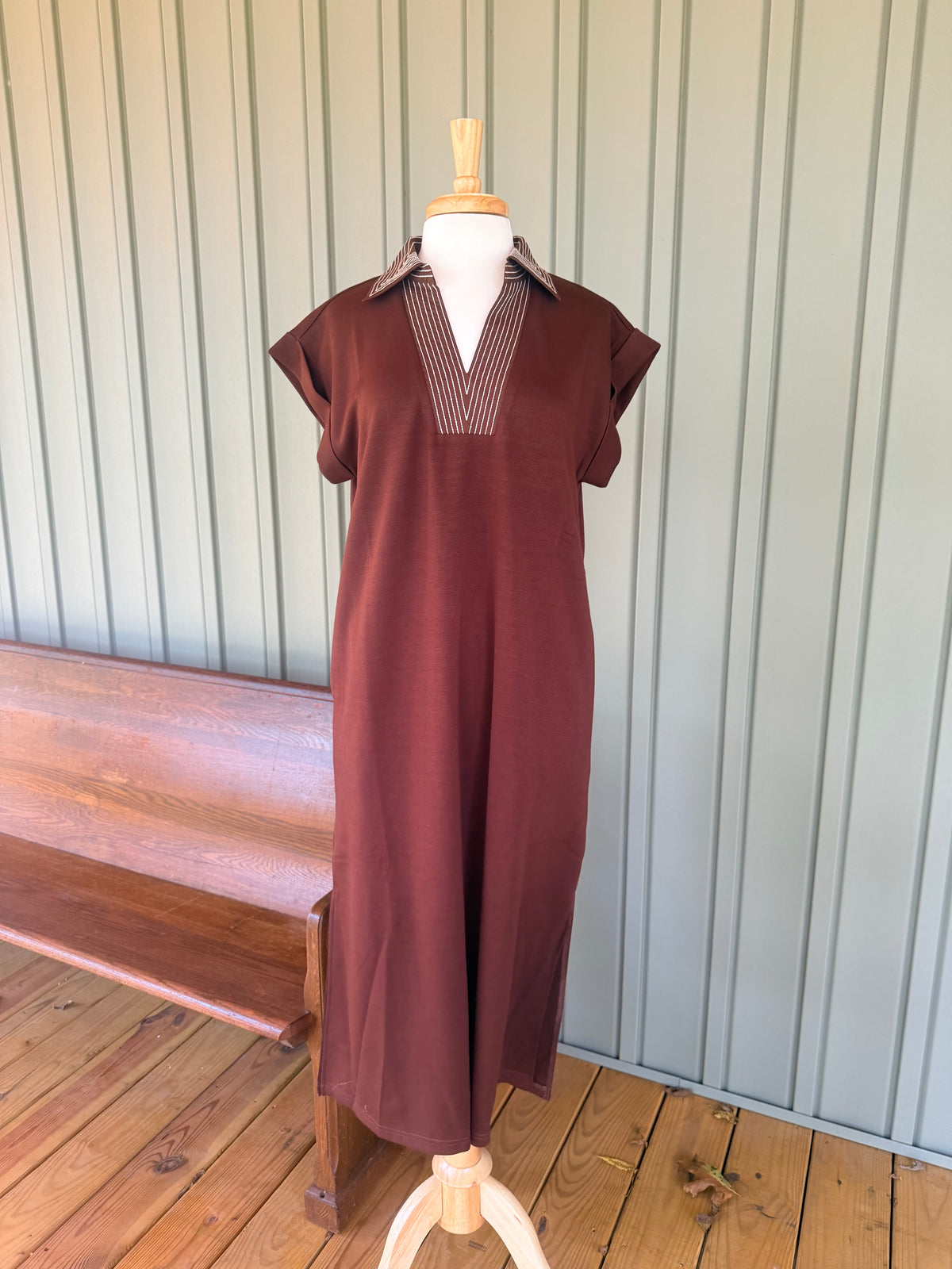 On Repeat Midi Dress - Brown