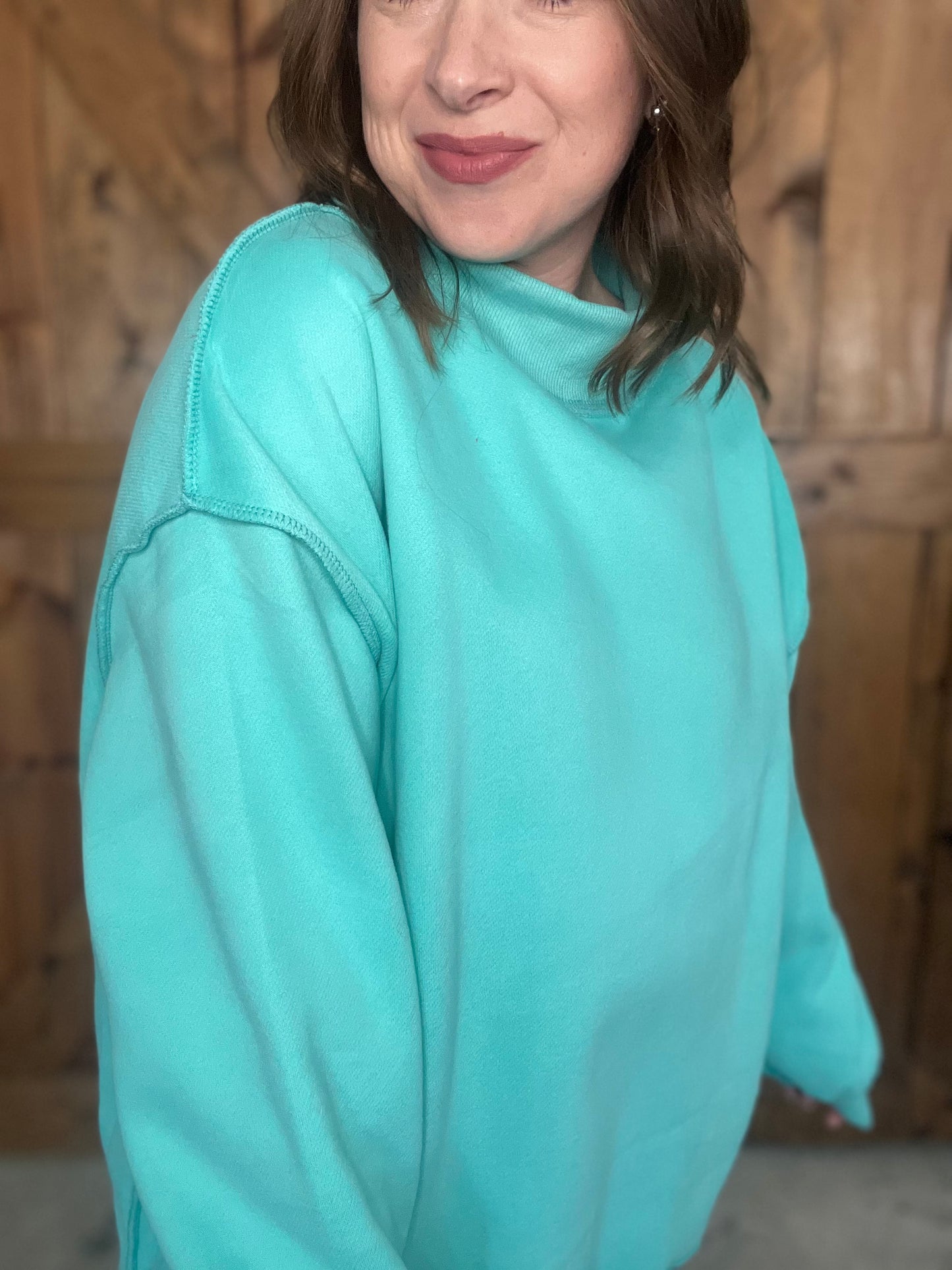 Color Me Happy Mock Neck - Seafoam