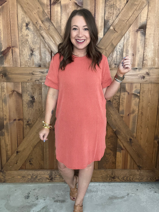 Basic Bliss Dress - Rust