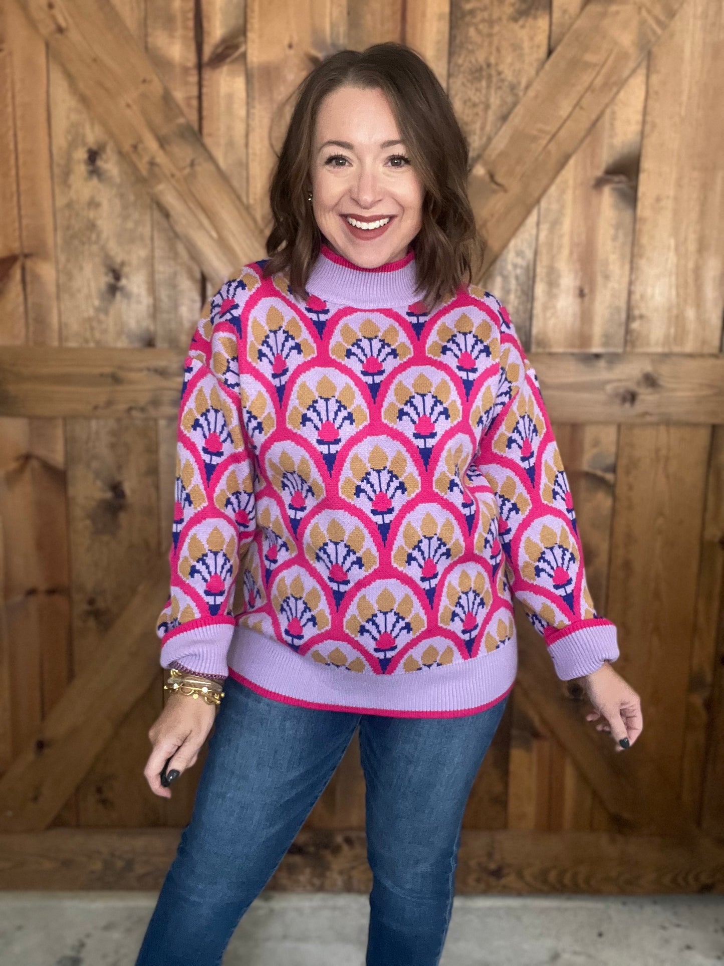 Petal Grove Sweater - Fuchsia