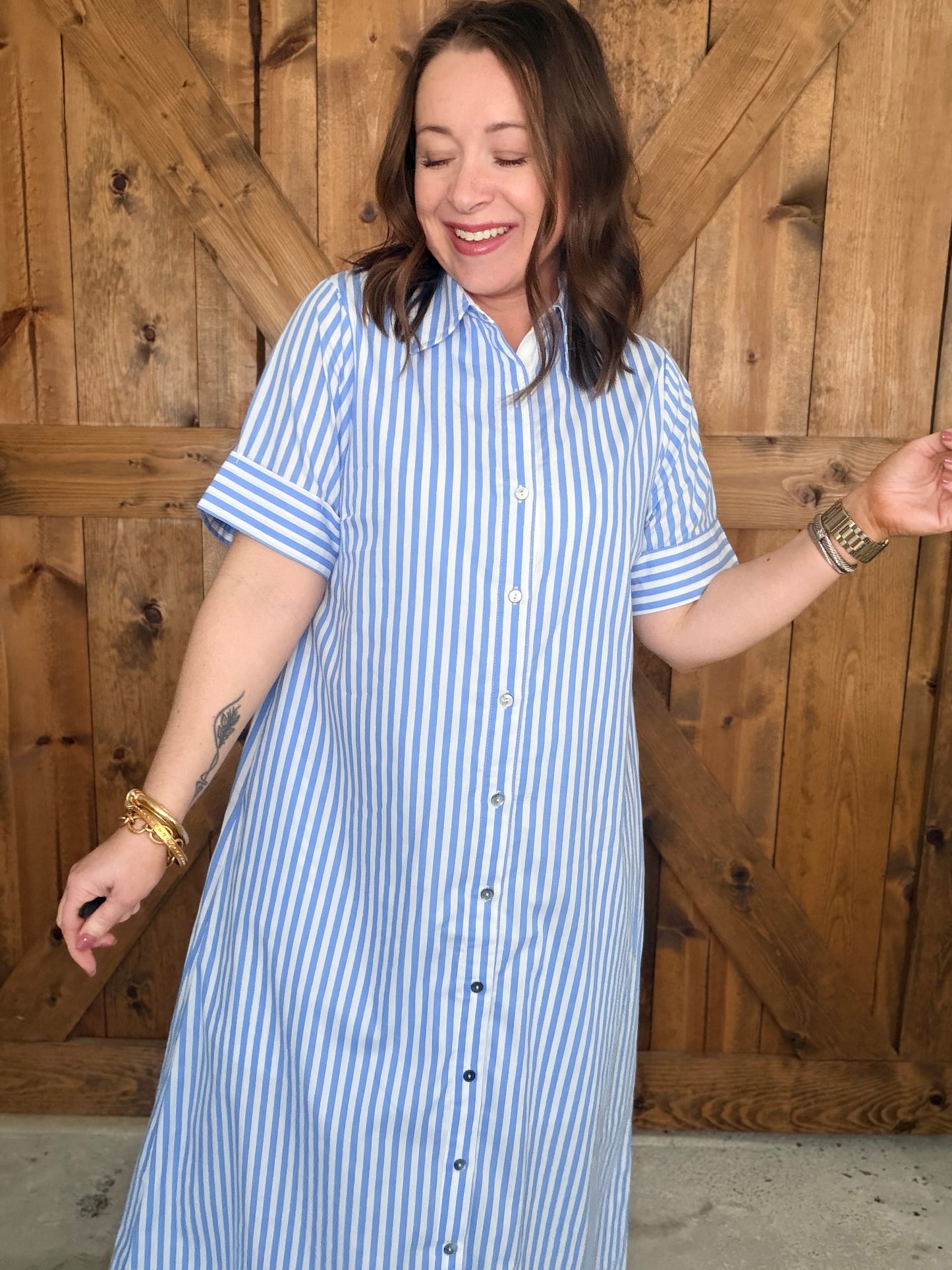 Seaside Stripe Midi Dress
