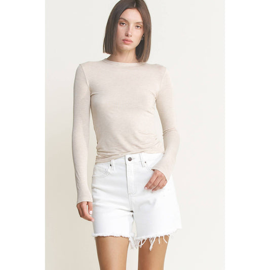 Misty White Distressed Shorts