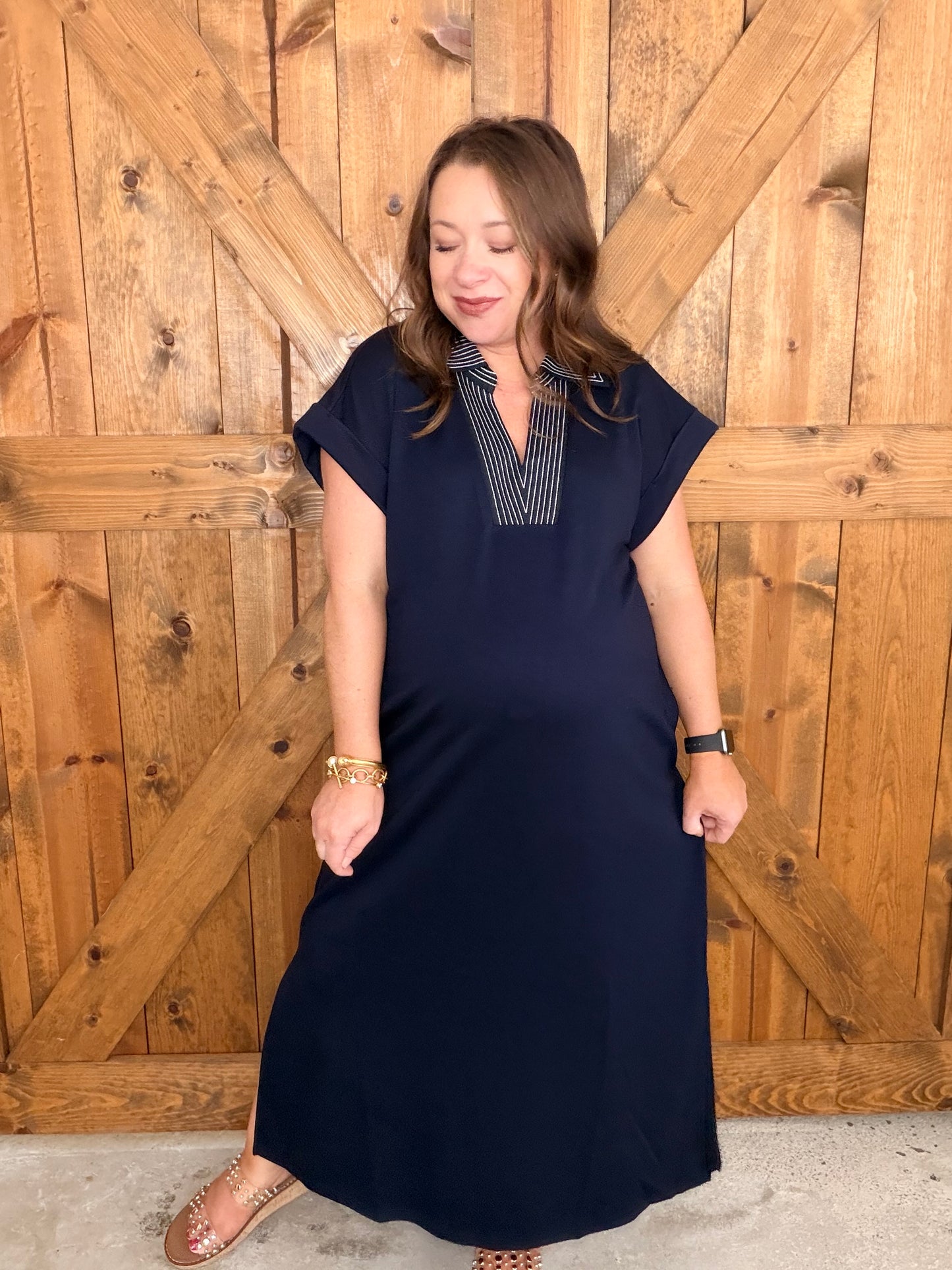 On Repeat Midi Dress - Navy
