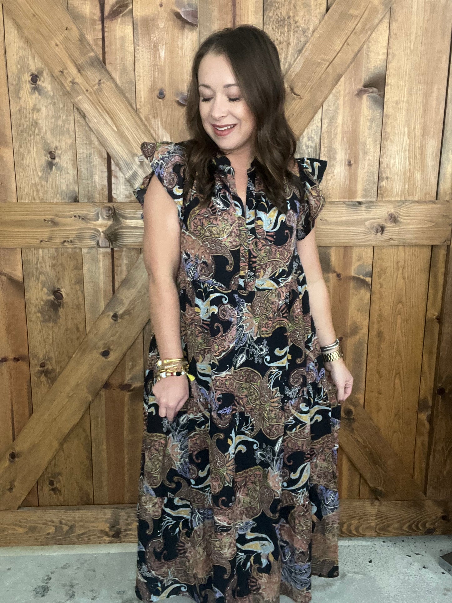 Fall Spice Midi Dress - Black