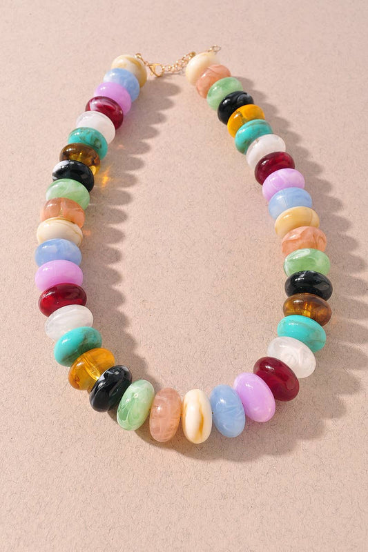 Multi Color Mix Bead Necklace - Multi-Colored