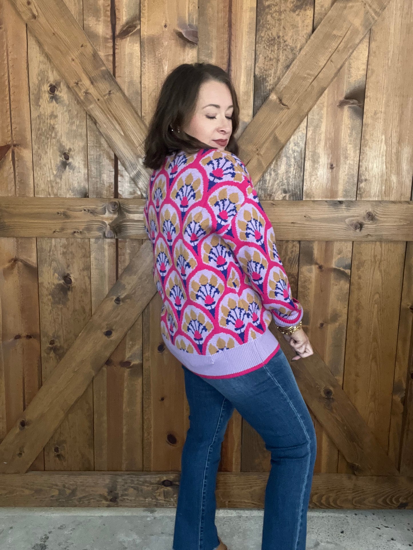 Petal Grove Sweater - Fuchsia