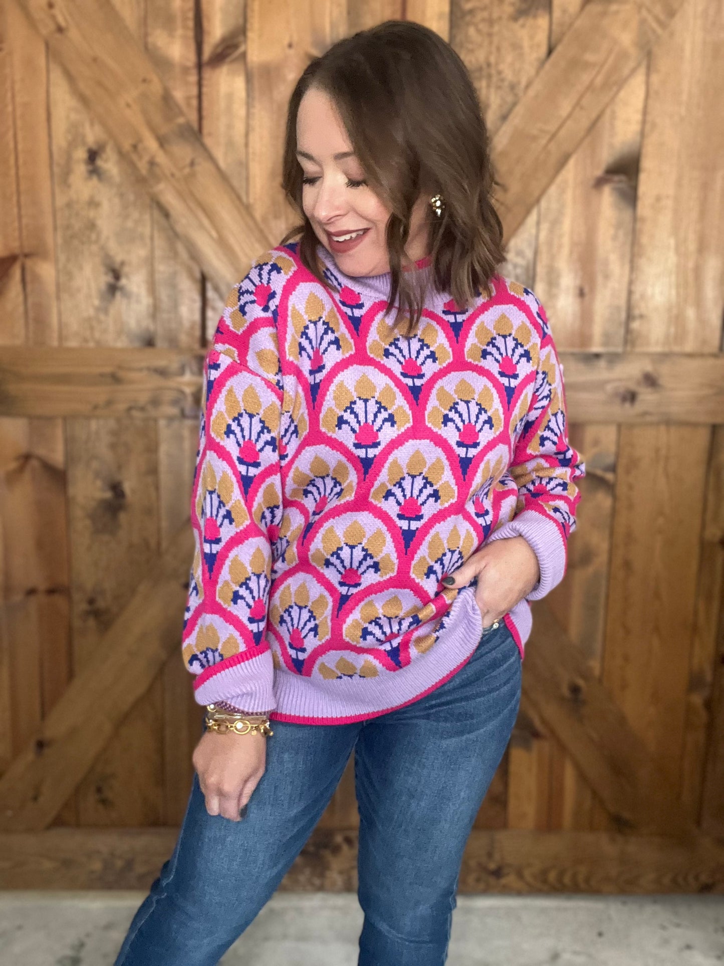 Petal Grove Sweater - Fuchsia
