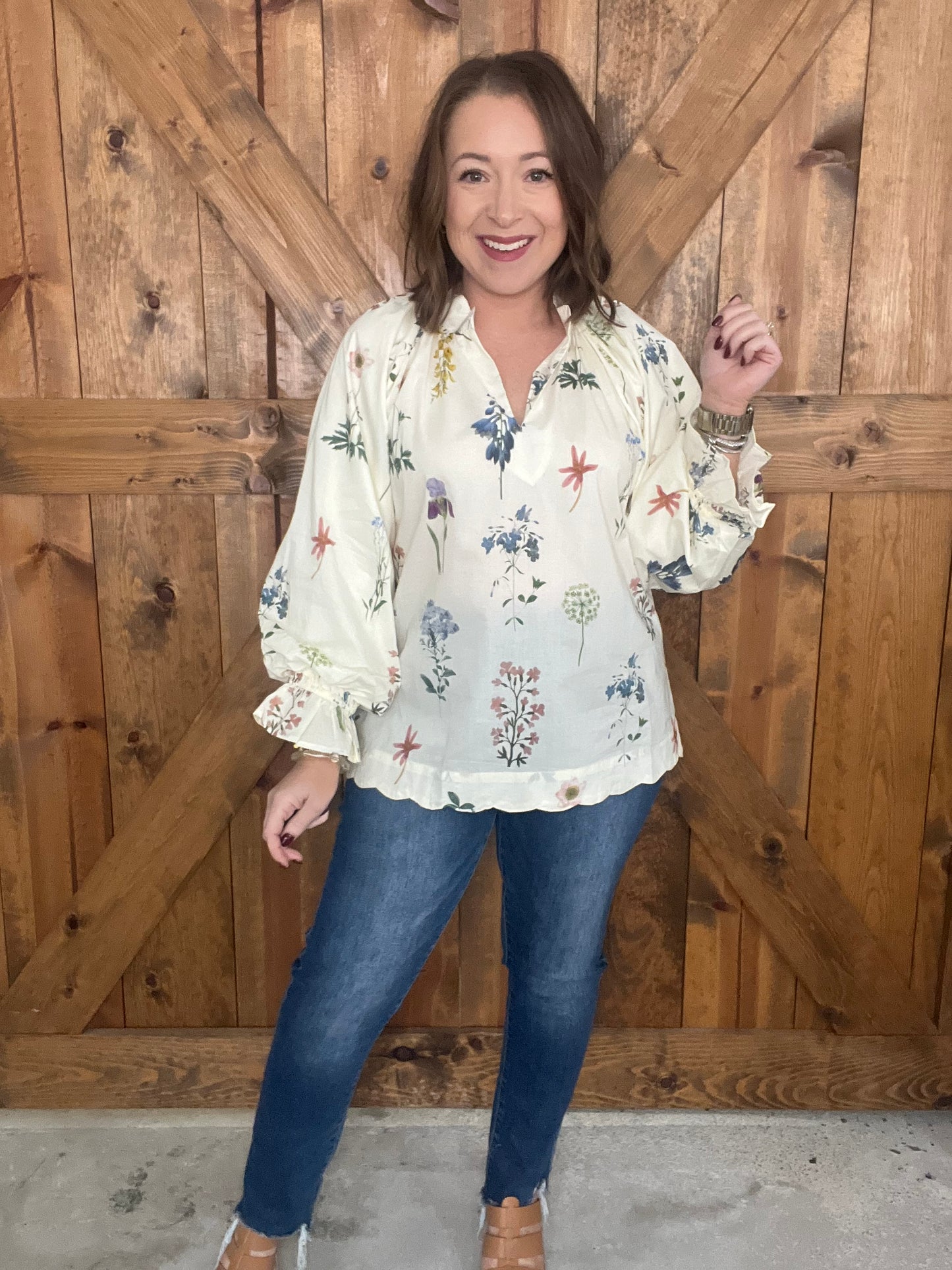 Dainty Blooms Top - Cream