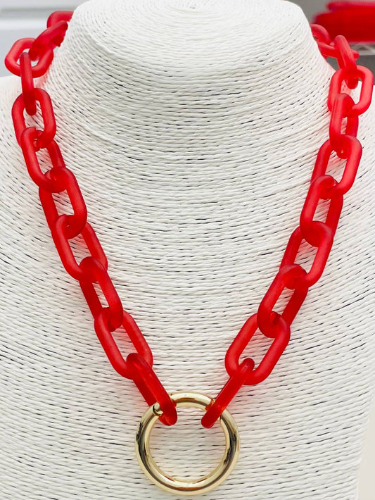 Acrylic Link Necklace (matte red)