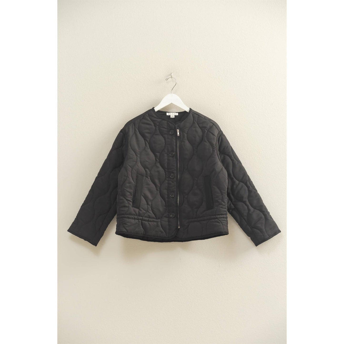 Quilted Peplum Jacket - Black
