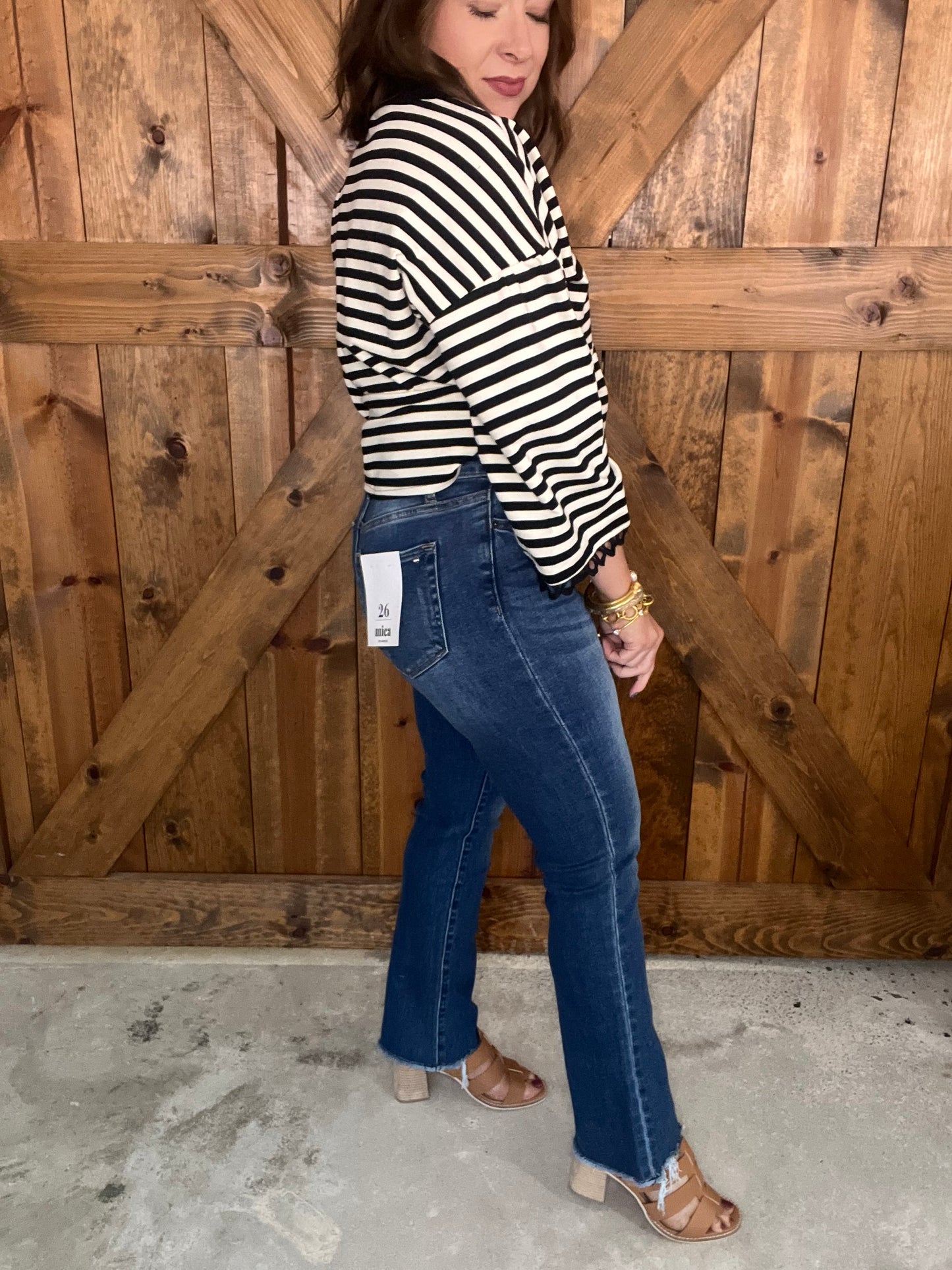 Steel Blue High Rise Straight Step Hem