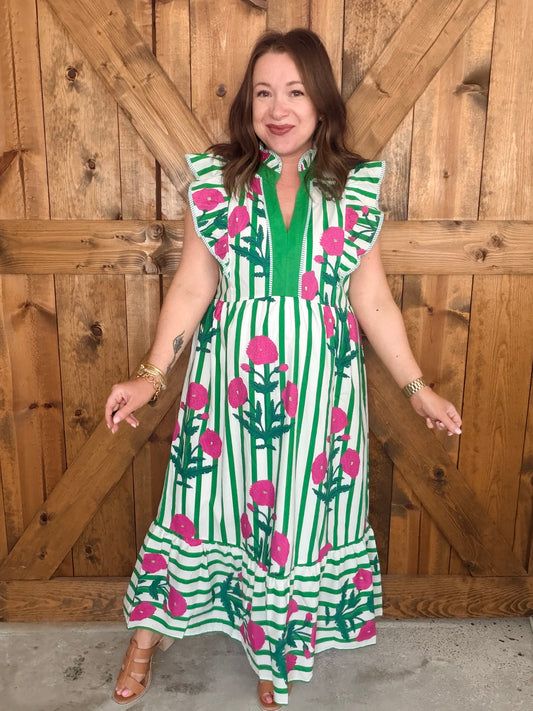 Bloom + Stripe Dress