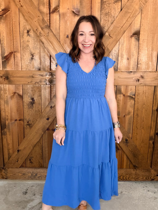 Spring Midi Dress - Blue