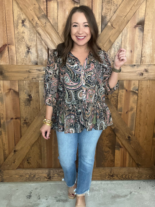 Fall Haze Top - Black/Pink