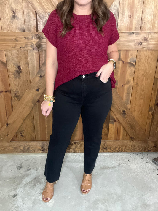 Colored Straight Crop - Black