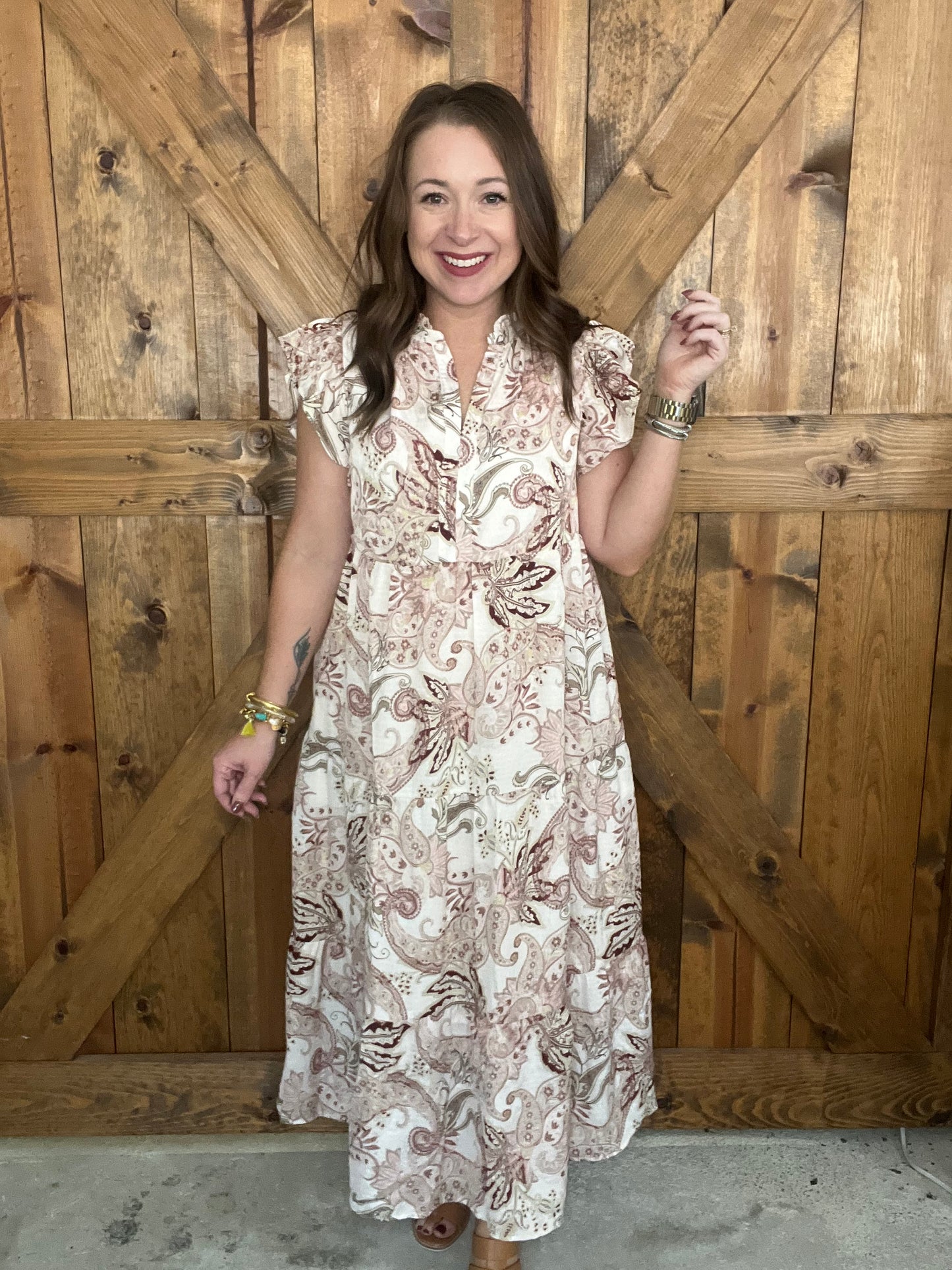 Fall Spice Midi Dress - Cream