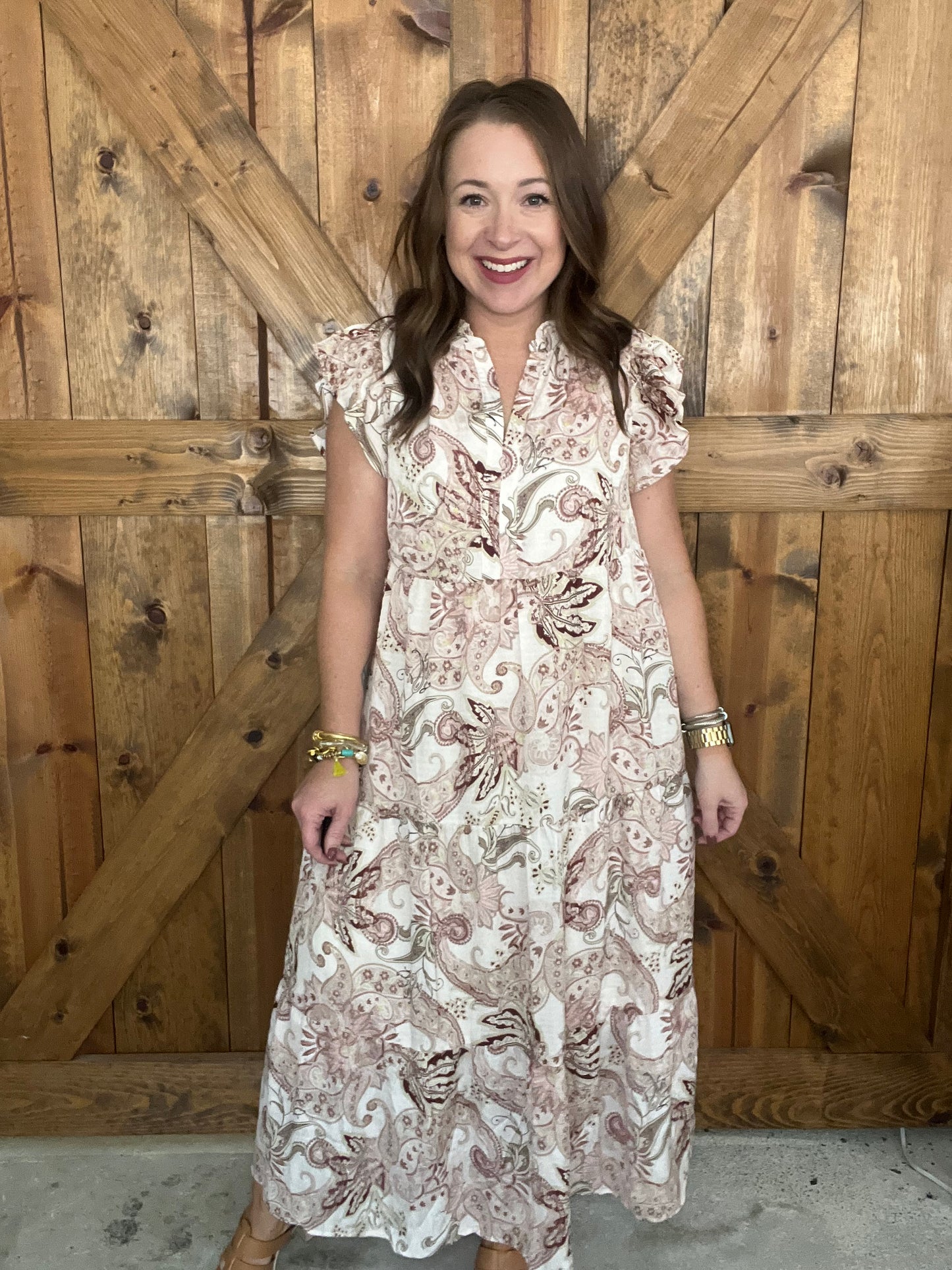 Fall Spice Midi Dress - Cream