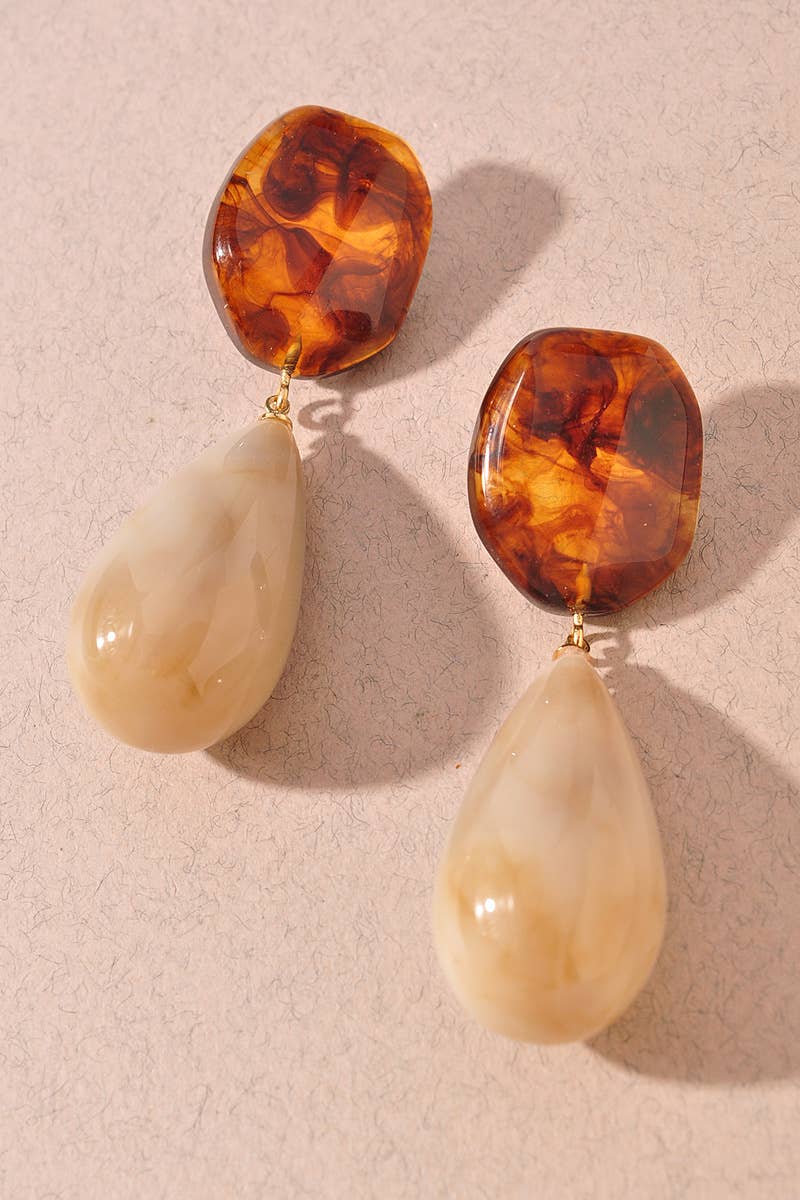 Acrylic Teardrop Earrings - Taupe