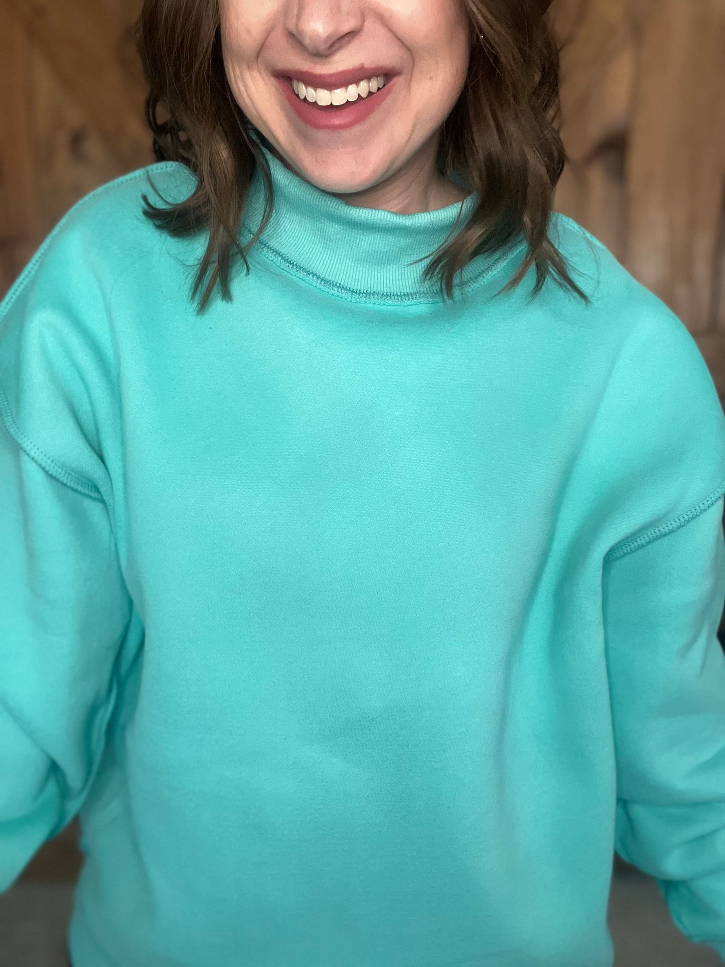 Color Me Happy Mock Neck - Seafoam