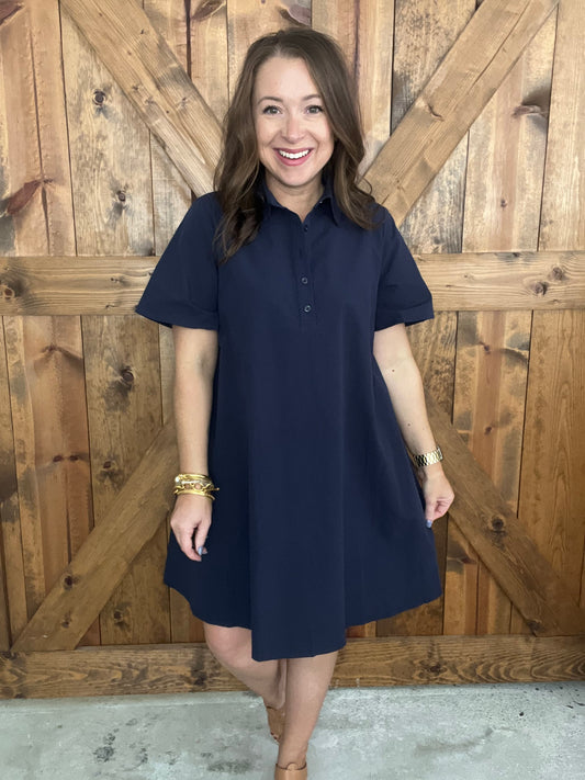 Turn It Around Dress - Navy