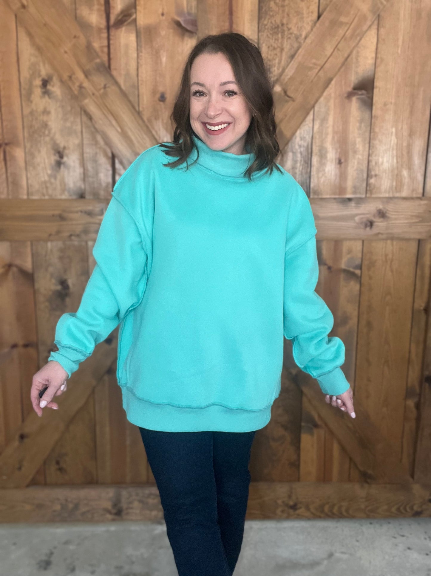 Color Me Happy Mock Neck - Seafoam