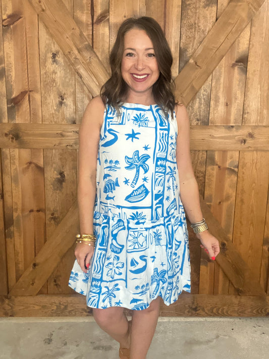 Tidal Waves Dress - Blue