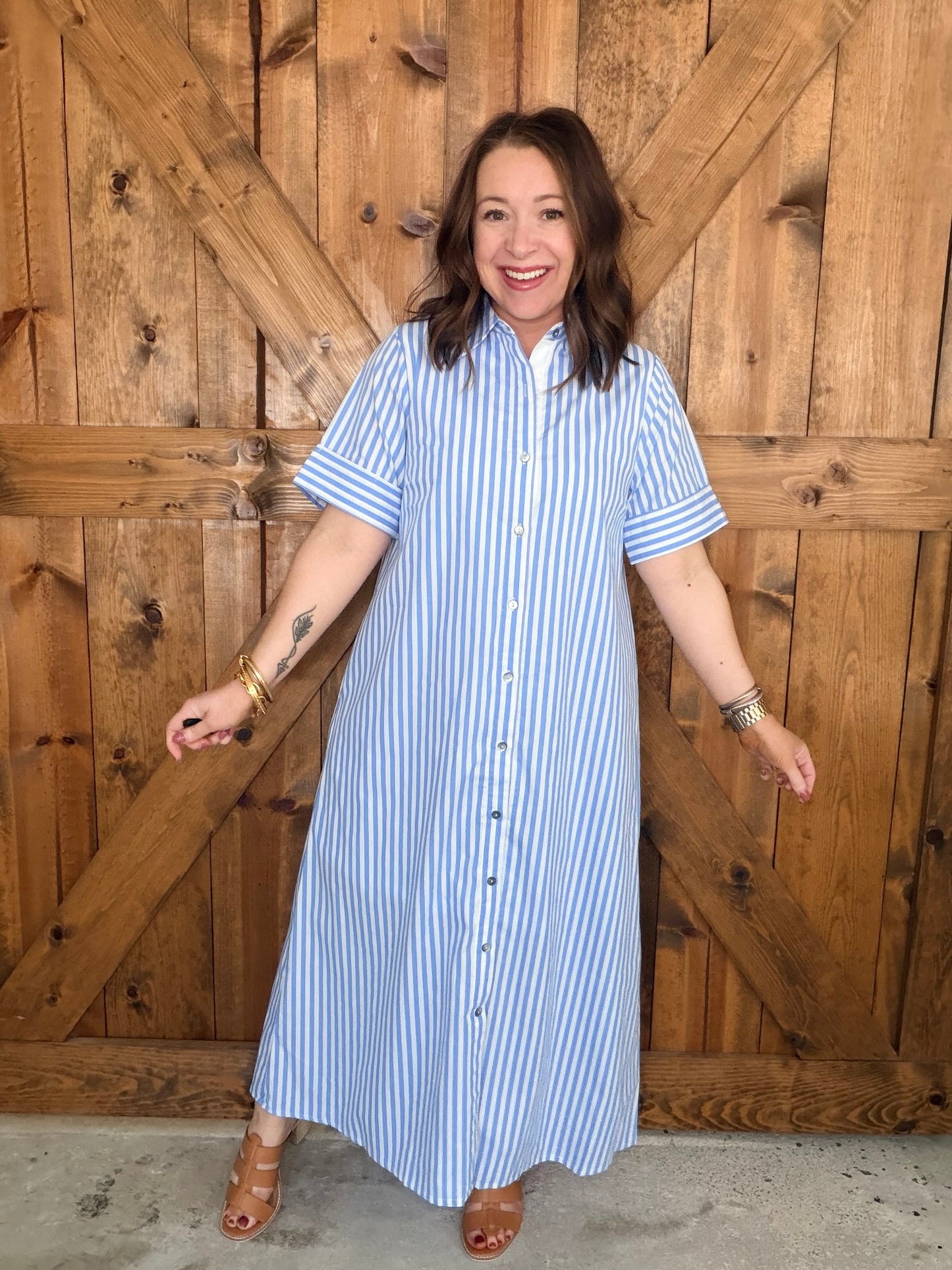 Seaside Stripe Midi Dress