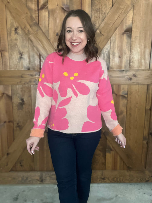 Retro Floral Sweater