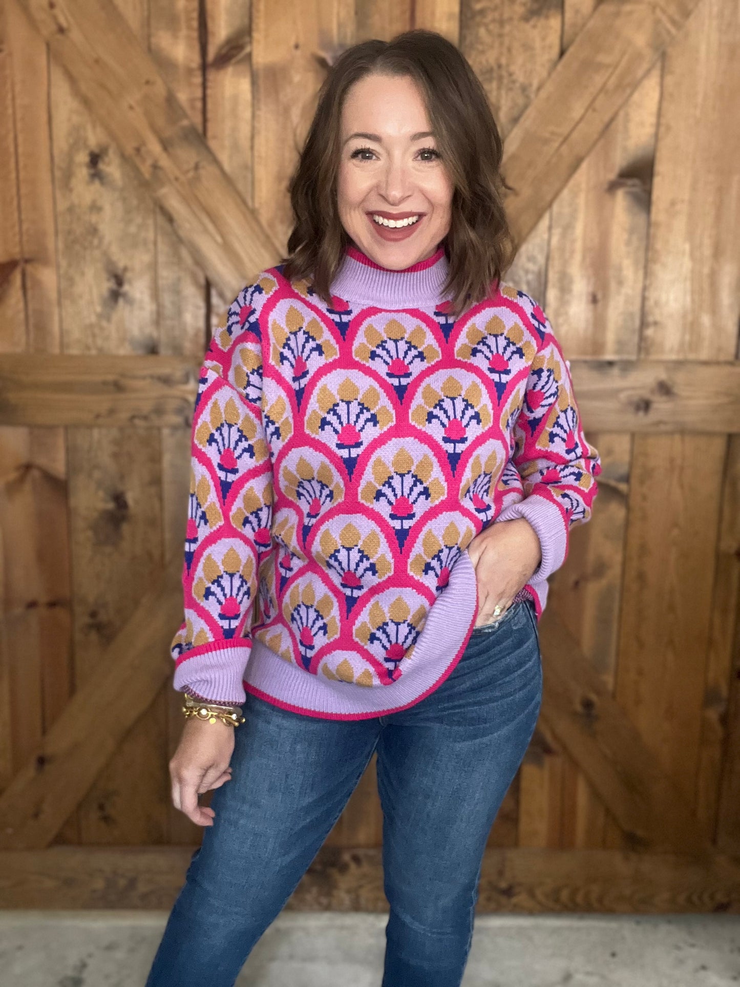 Petal Grove Sweater - Fuchsia
