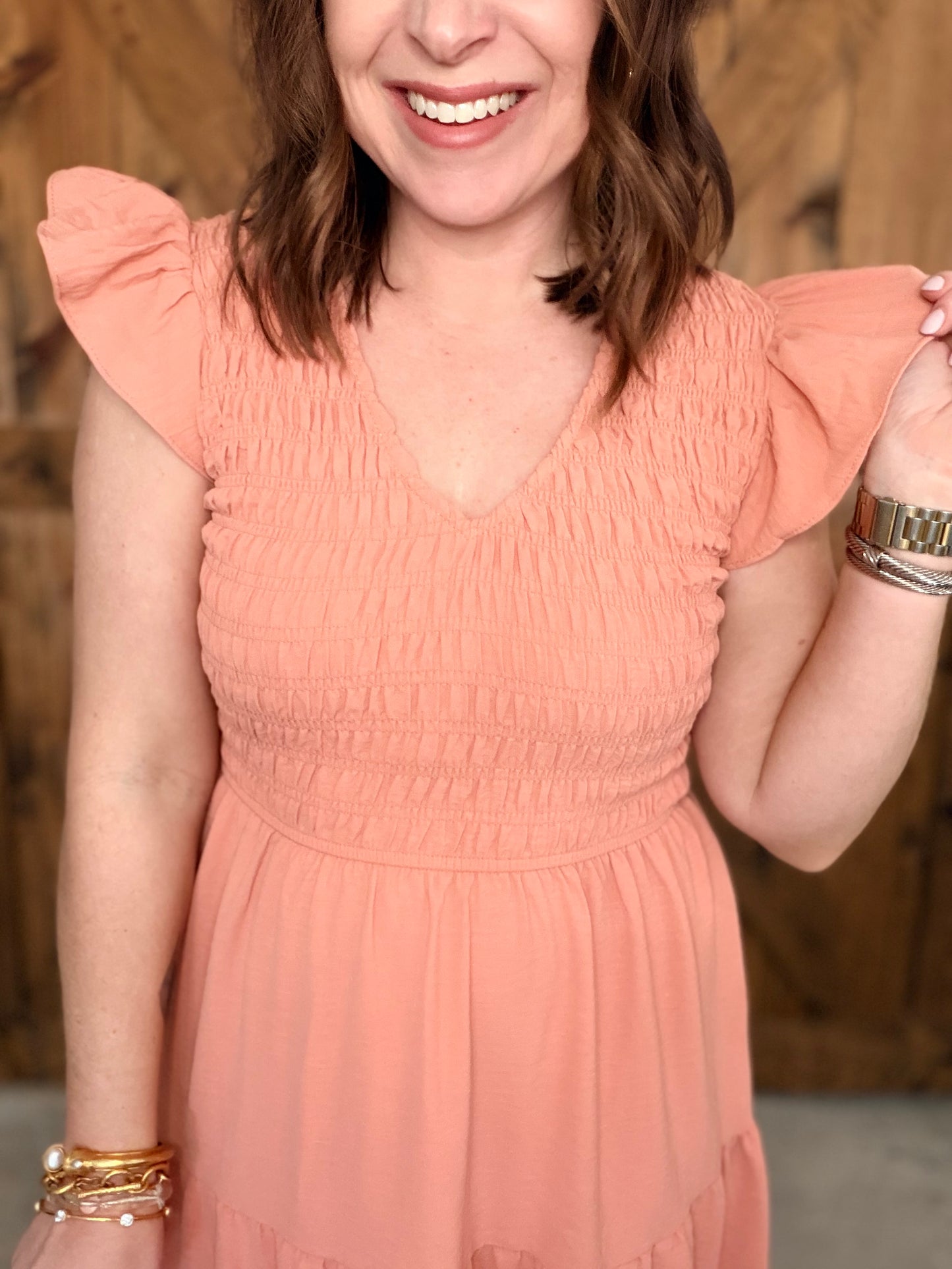 Spring Midi Dress - Peach