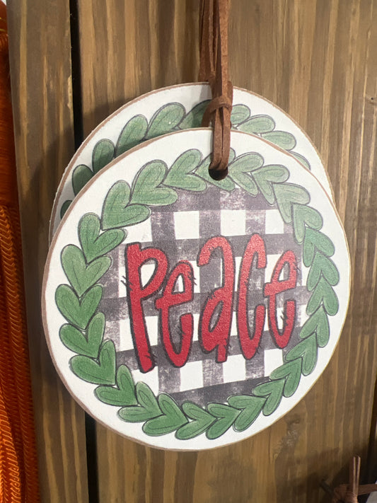 Peace Check Wreath Ornament