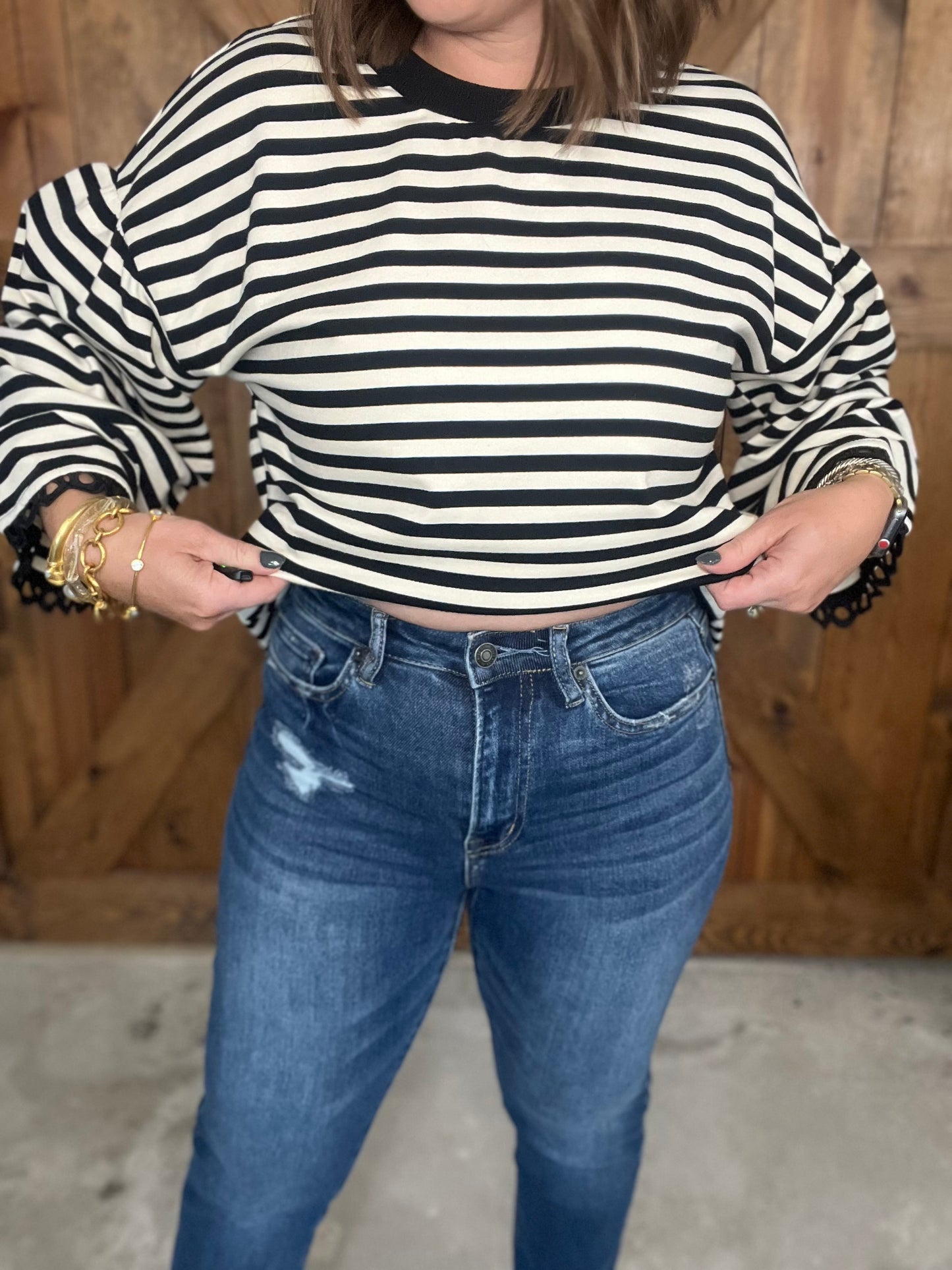 Steel Blue High Rise Straight Step Hem