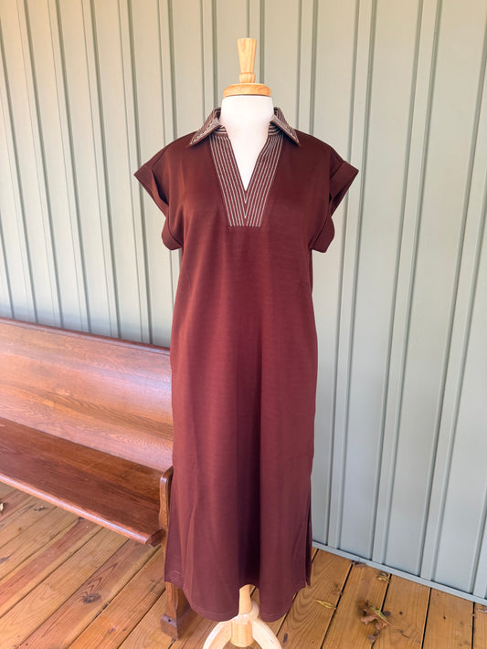 On Repeat Midi Dress - Brown