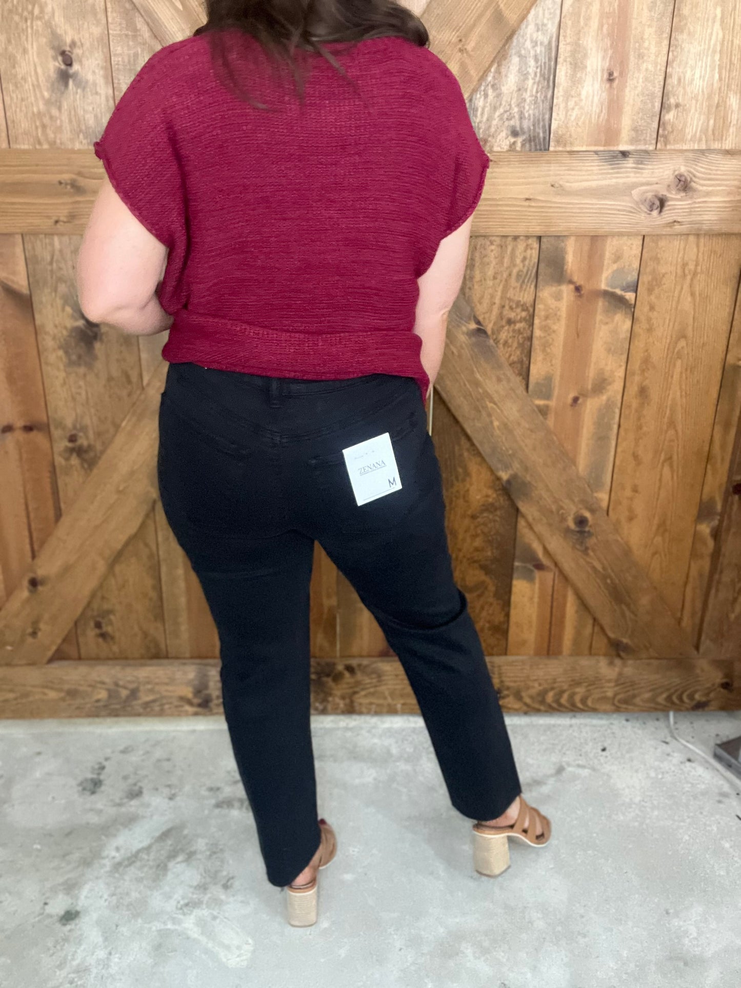 Colored Straight Crop - Black