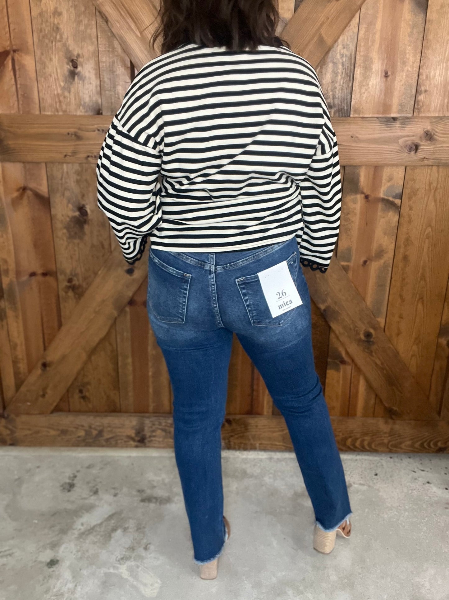 Steel Blue High Rise Straight Step Hem