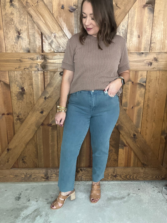 Colored Straight Crop - Teal