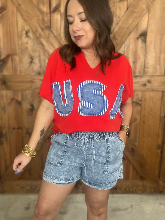 Acid Wash Tencel Shorts