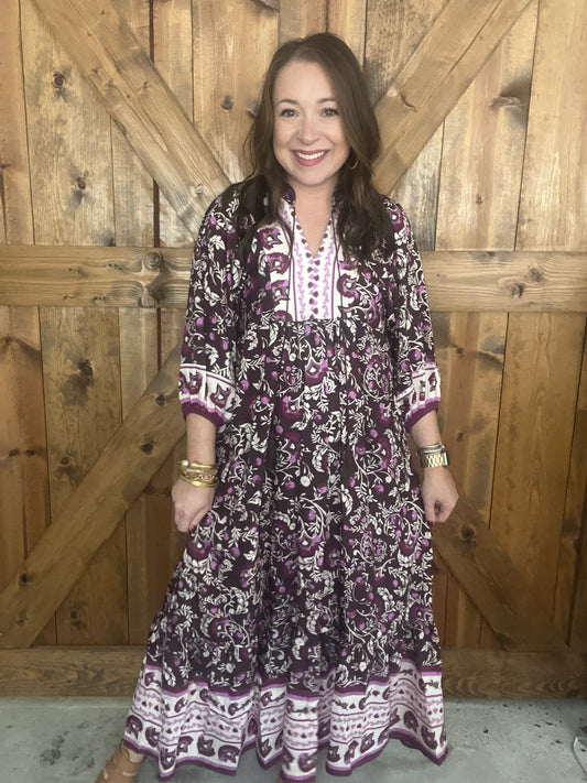 Fall Boho Dress - Purple