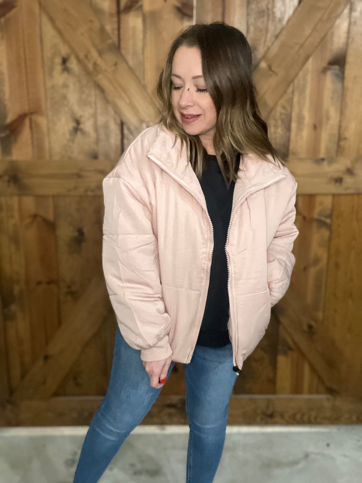 Warm Wishes Puffer Jacket - Dusty Pink