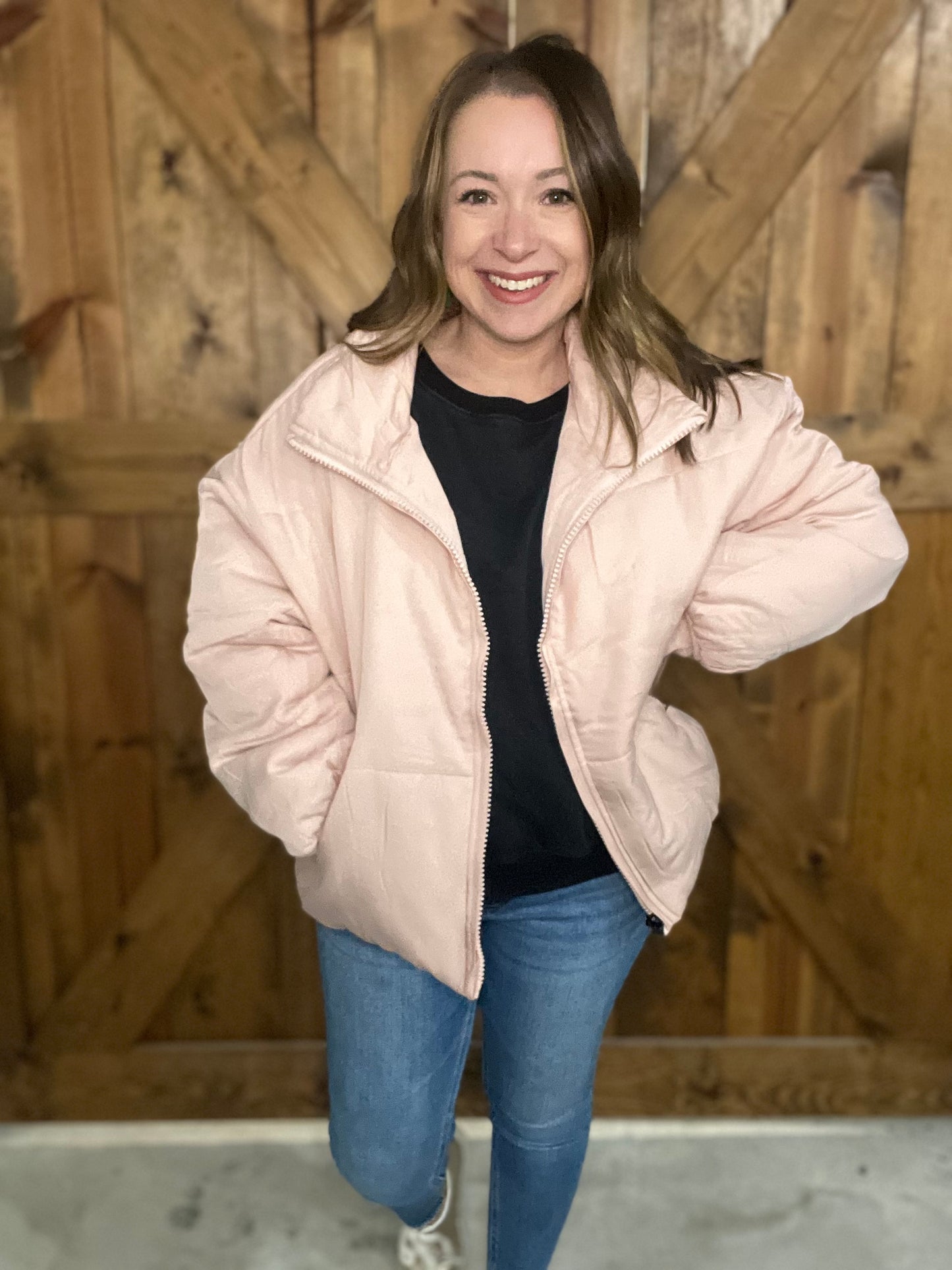 Warm Wishes Puffer Jacket - Dusty Pink