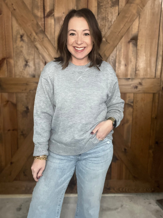 Classic Crew Neck Sweater -H Grey