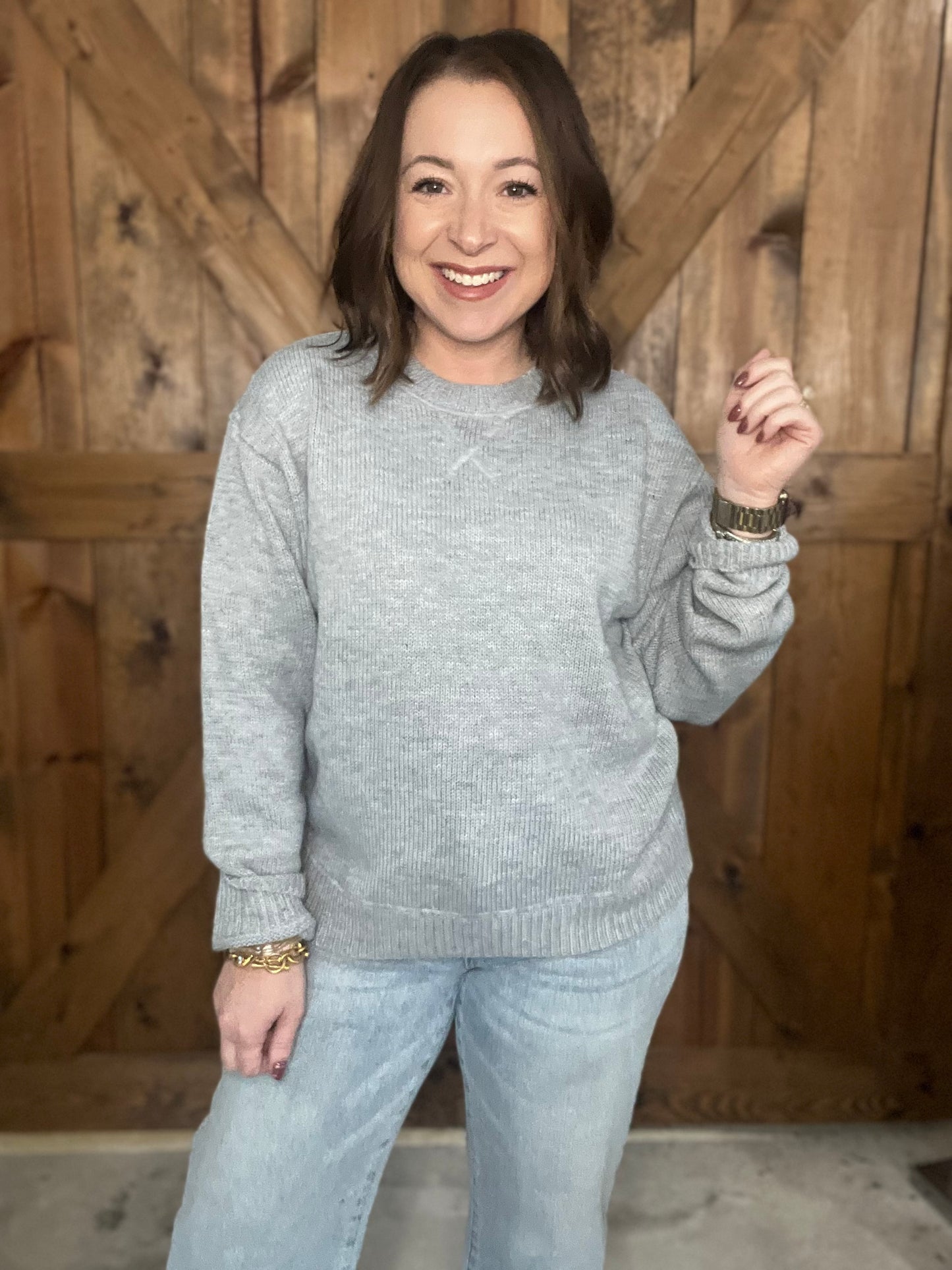 Classic Crew Neck Sweater -H Grey