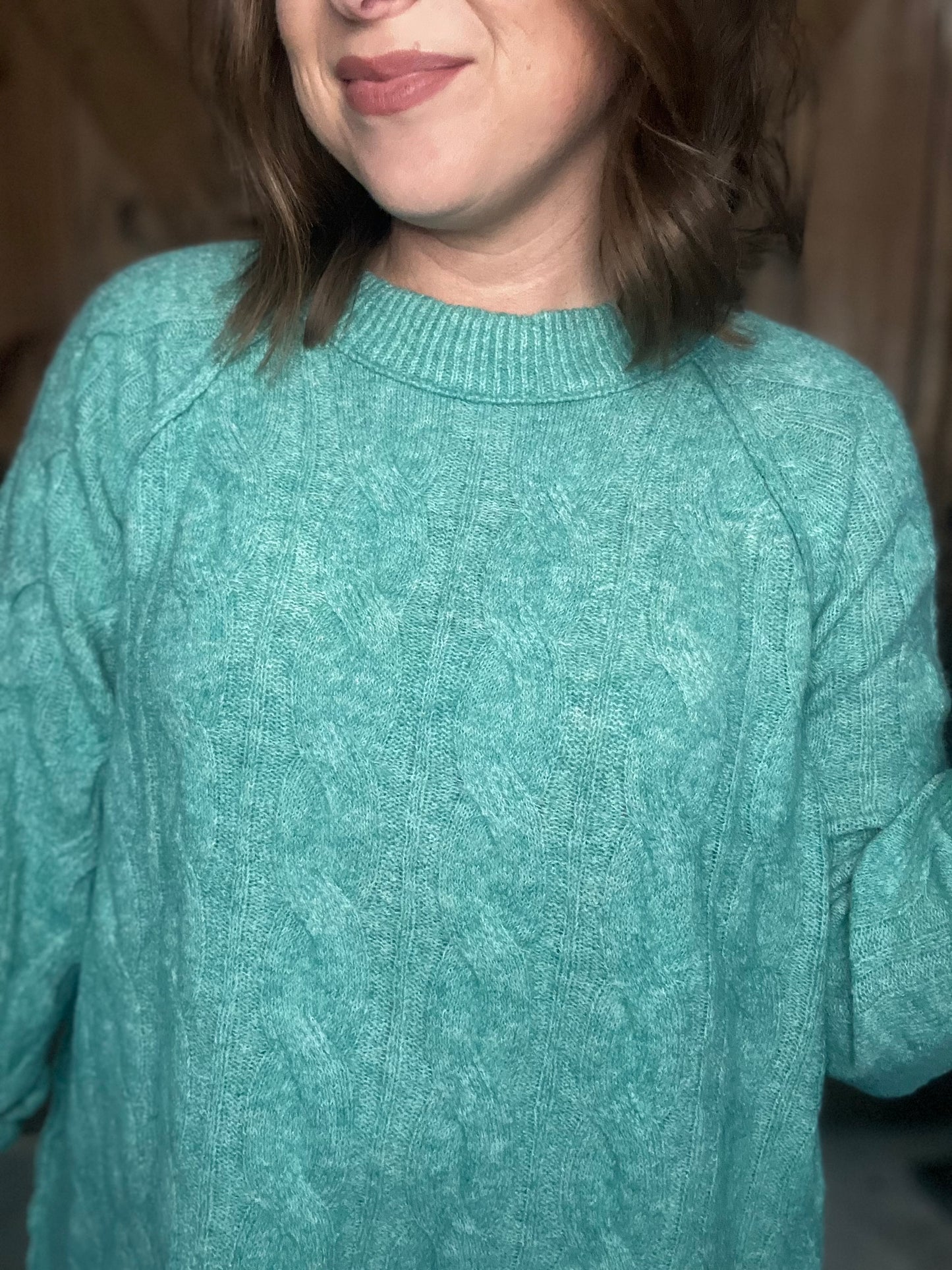 Gumdrop Cableknit Sweater - Emerald