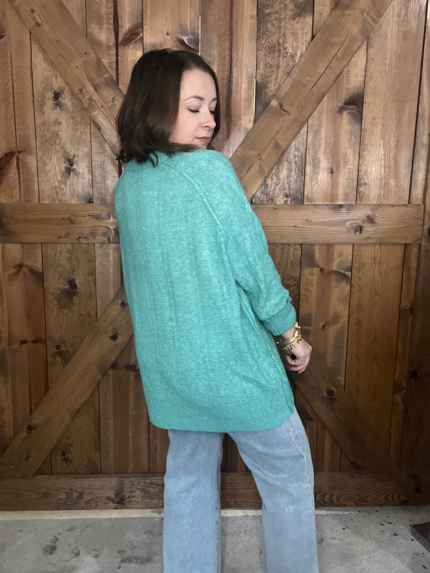 Gumdrop Cableknit Sweater - Emerald