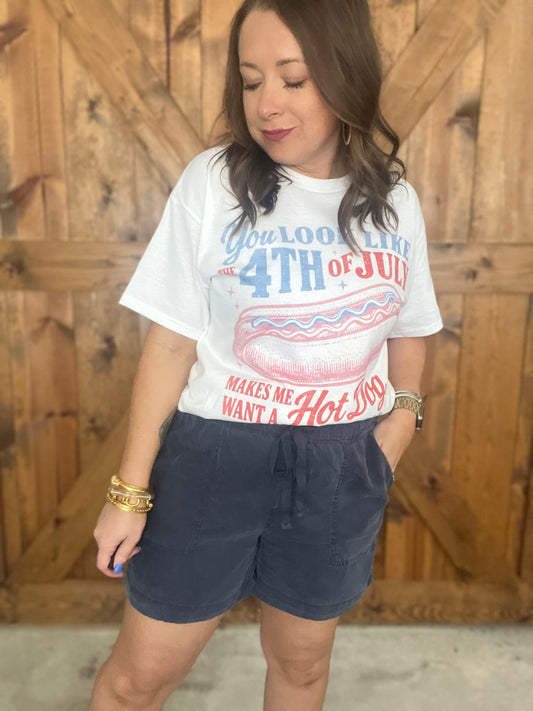 Navy Tencel Shorts