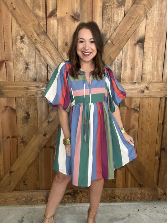 Stripe This Way Dress - Plum